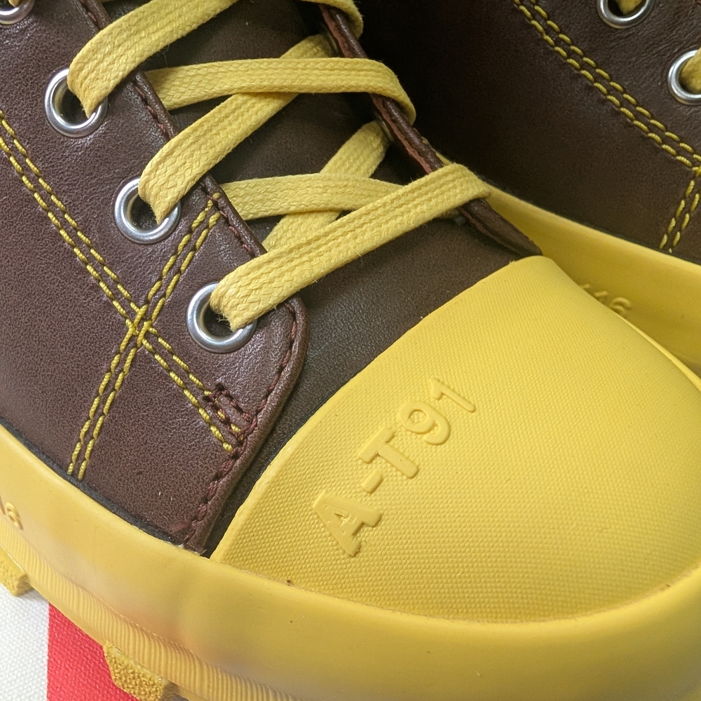 Camper Lace-Up Traktori Leather Lug Sole Boots in Brown and Yellow - Picture 4 of 10